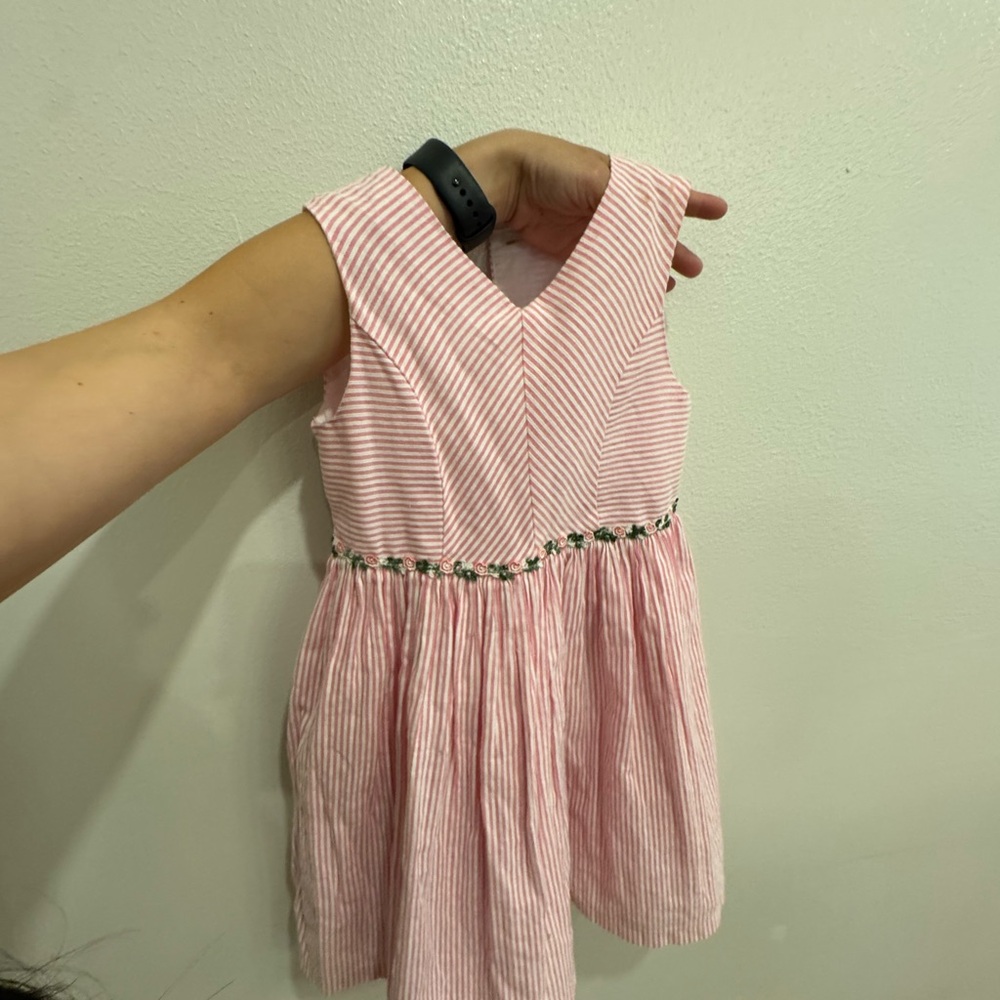 Pink Striped Sleeveless Dress